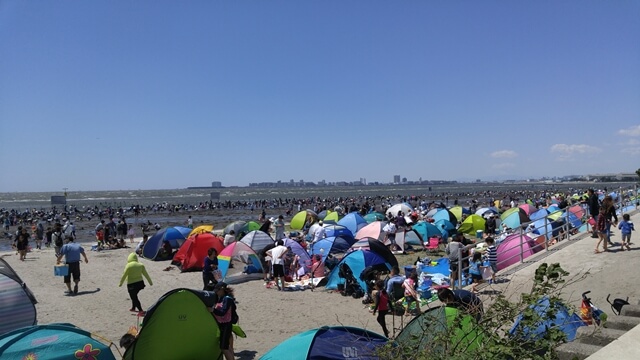 ふなばし三番瀬海浜公園の潮干狩りはたくさん人が来るので、駐車場もすぐに満車になってしまうので注意が必要です。